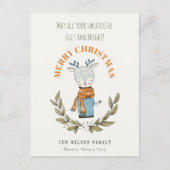 可愛い醜おもしろいいセーターの葉のトナカイのクリスマス シーズンポストカード (正面)