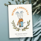 可愛い醜おもしろいいセーターの葉のトナカイのクリスマス シーズンポストカード