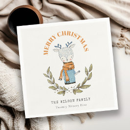 可愛い醜おもしろいいセーターの葉のトナカイのクリスマス スタンダードカクテルナプキン