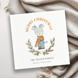 可愛い醜おもしろいいセーターの葉のトナカイのクリスマス スタンダードカクテルナプキン