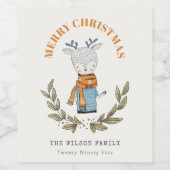 可愛い醜おもしろいいセーターの葉のトナカイのクリスマス ワインラベル (シングルラベル)