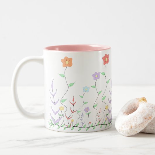 可愛い野の花のマグカップ ツートーンマグカップ (ドーナツ)