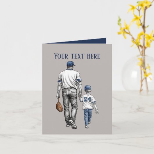 可愛い野球の父の息子のメッセージを追加 カード (黄色い花)