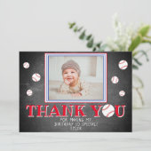 可愛い野球の黒板誕生日写真 サンキューカード (スタンド正面)