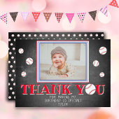 可愛い野球の黒板誕生日写真 サンキューカード