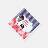 可愛い野球アフリカ系アメリカ人男の子の誕生日パーティー スタンダードカクテルナプキン (角)