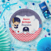 可愛い野球ダークヘアボーイバースデーパーティー ペーパープレート (パーティー)