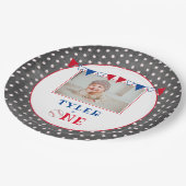 可愛い野球チョークボード1st誕生日パーティー写真 ペーパープレート (アングル)