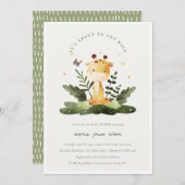 可愛い野生の熱帯性ジャングル動物の子供の赤ちゃんシャワー 招待状 (正面/裏面)