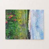 可愛い野生の花畑の自然の風景 ジグソーパズル (横)