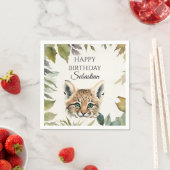 可愛い野良猫森林動物バースデーパーティー スタンダードカクテルナプキン (インサイチュ)