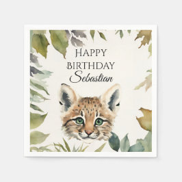 可愛い野良猫森林動物バースデーパーティー スタンダードカクテルナプキン