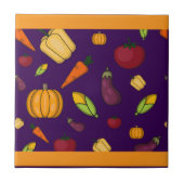 可愛い野菜の柄は紫のオレンジ タイル (正面)