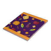 可愛い野菜の柄は紫のオレンジ タイル (側面)