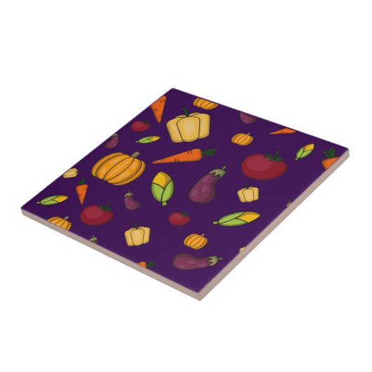 可愛い野菜の柄は紫 タイル (側面)