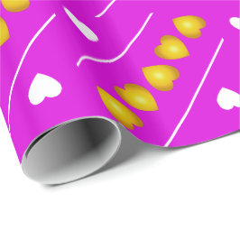 可愛い金ゴールドと白いハートのピンクと色 ラッピングペーパー