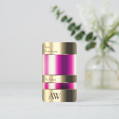 可愛い金ゴールドグラスガーリーはピンクの液体とモノグラム 名刺 (スタンド正面)