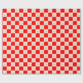 可愛い金ゴールドグリッターポープリントレッド市松模様にパターン ラッピングペーパー (フラット)