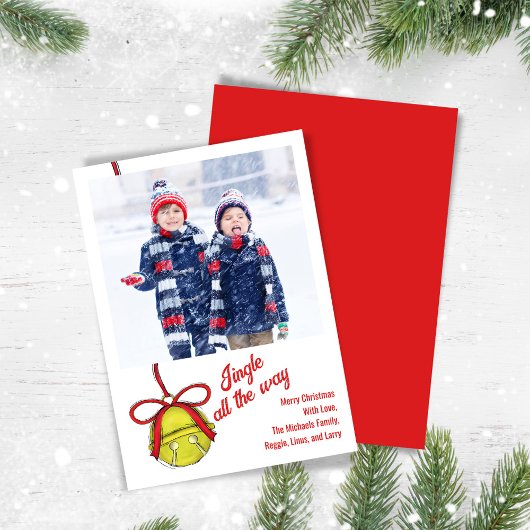 可愛い金ゴールドジンルベルフォトコラージュクリスマス シーズンカード