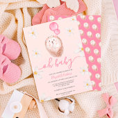 可愛い金ゴールドハリネズミ水色ベビーシャワー 招待状