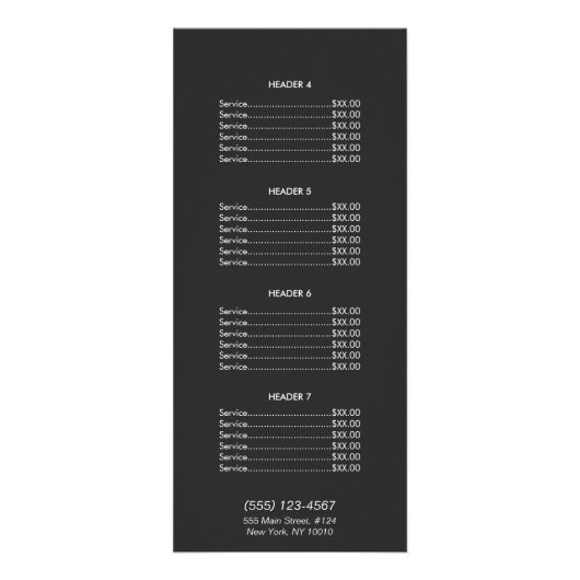 可愛い金ゴールドハートブラック美しいサロン価格リストメニュー ラックカード (裏面)