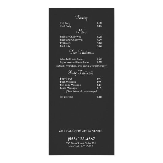 可愛い金ゴールドハート美しいサロン価格表メニュー2 ラックカード