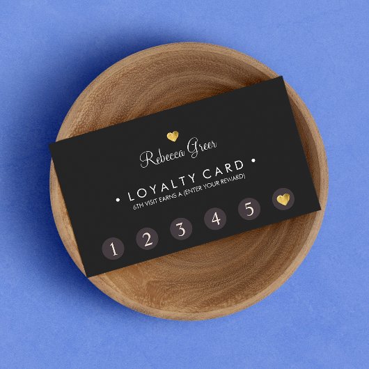 可愛い金ゴールドハート6パンチカスタマーロイヤリティカード ロイヤリティカード