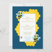 可愛い金ゴールドブルーイエローモーミーへビーベイビーシャワー 招待状 (裏面)
