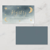 可愛い金ゴールドムーンスターズ青いレジストリ赤ちゃんシャワー エンクロージャーカード (正面/裏面)