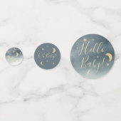 可愛い金ゴールドムーンスター青い水色のベビーシャワー コンフェッティ (裏面)