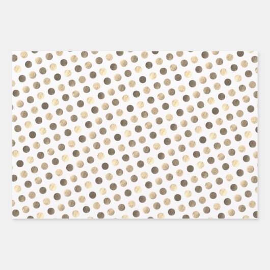 可愛い金ゴールドモダン水玉模様とエレガントクリスマス ラッピングペーパーシート (正面)