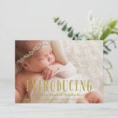 可愛い金ゴールドレタリング1 – 写真誕生のお知らせ 案内状 (スタンド正面)