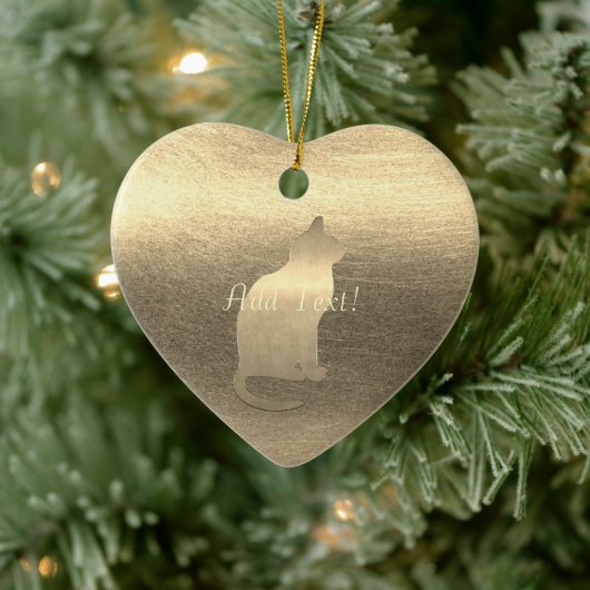 可愛い金ゴールド猫の追加文字オーナメント セラミックオーナメント (ツリー)