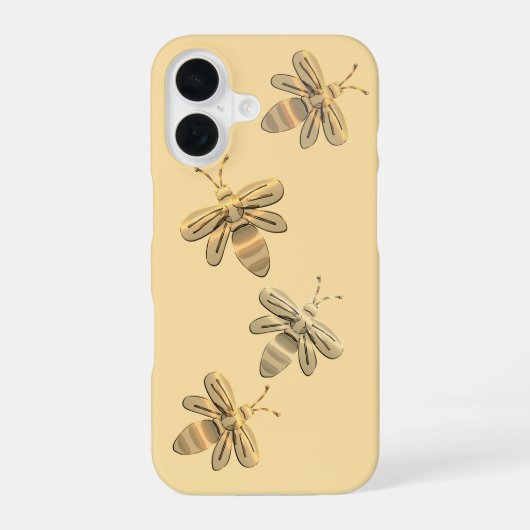 可愛い金ゴールド蜂ケース iPhone 16ケース (裏面)