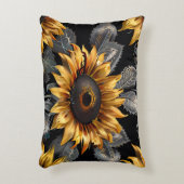 可愛い金ゴールド&シルバーヒマワリ装飾用クッション アクセントクッション (正面(垂直))