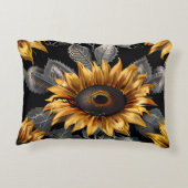 可愛い金ゴールド&シルバーヒマワリ装飾用クッション アクセントクッション (裏面)