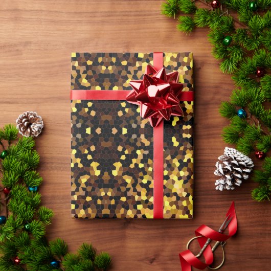 可愛い金色のモザイク模様 ラッピングペーパー (クリスマスギフト)