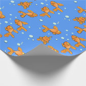 可愛い金魚の青い泡の漫画 ラッピングペーパー (角)