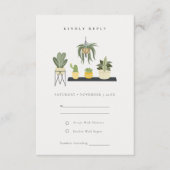 可愛い鉢付き葉多肉植物ウェディングRSVP エンクロージャーカード (正面)