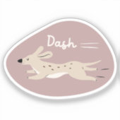 可愛い長い犬図解入りの、写真付きののベージュ シール (正面)