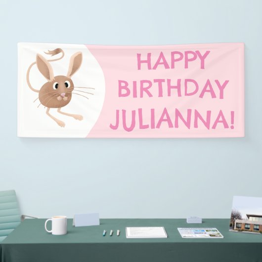 可愛い長い耳のジェルボアの漫画の誕生日 横断幕 (トレードショー)