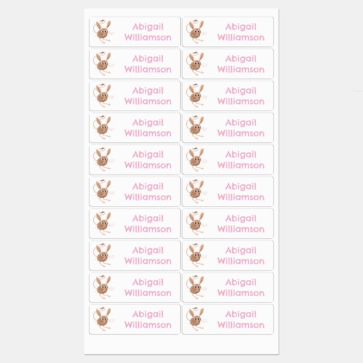 可愛い長い耳のジェルボアパーソナライズされた漫画 ラベル (シート)