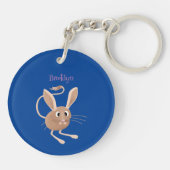 可愛い長い耳のジェルボア漫画イラストレーション キーホルダー (裏面)
