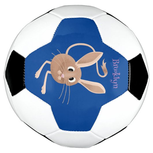 可愛い長い耳のジェルボア漫画イラストレーション サッカーボール (回転)