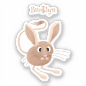 可愛い長い耳のジェルボア漫画イラストレーション シール (正面)