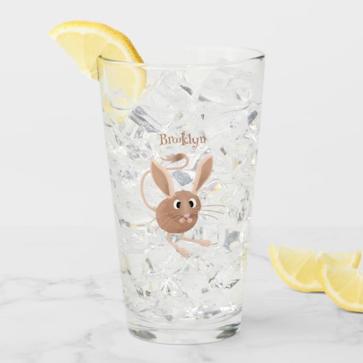 可愛い長い耳のジェルボア漫画イラストレーション タンブラーグラス (アイス正面)