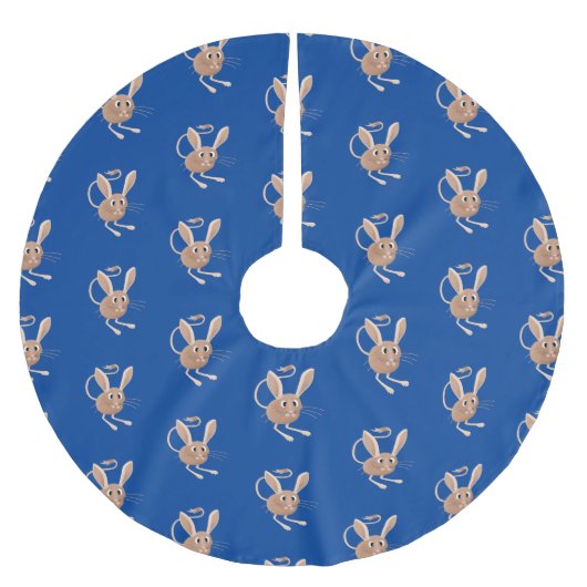 可愛い長い耳のジェルボア漫画イラストレーション ブラッシュドポリエステルツリースカート (正面)