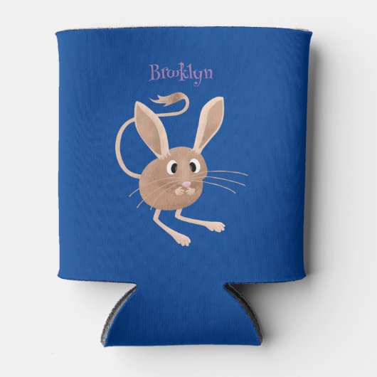 可愛い長い耳のジェルボア漫画イラストレーション 缶クーラー (正面)