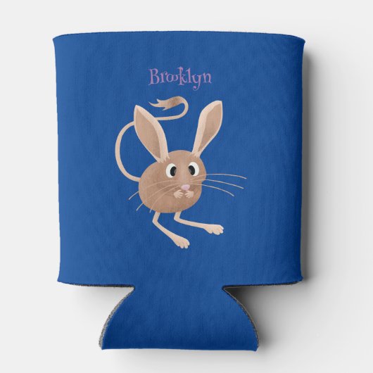 可愛い長い耳のジェルボア漫画イラストレーション 缶クーラー (裏面)