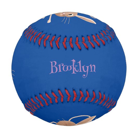 可愛い長い耳のジェルボア漫画イラストレーション 野球ボール (裏面)